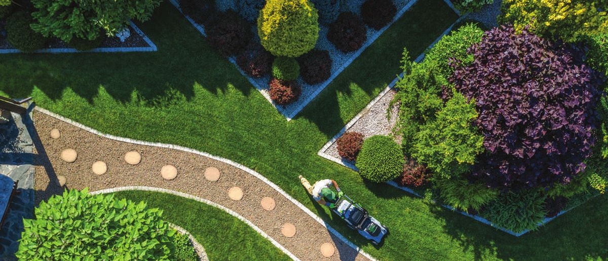 Aerial view of a completed landscape scheme